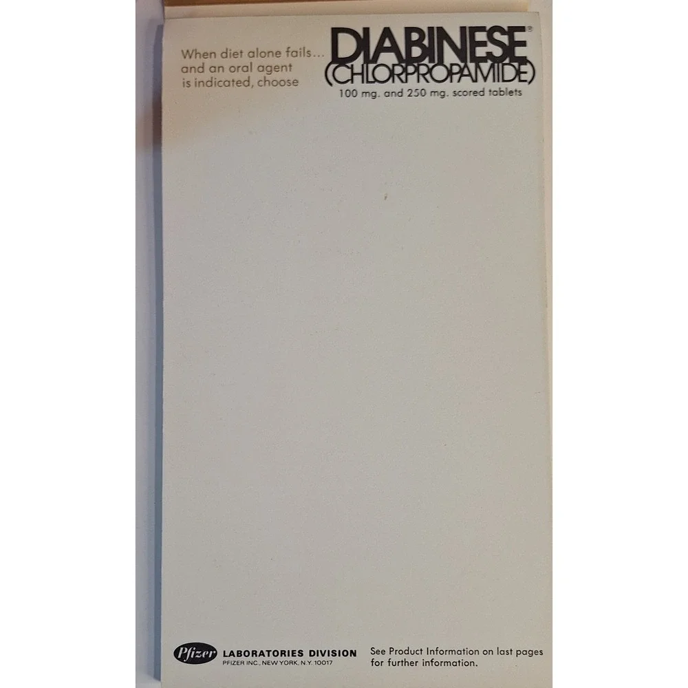 Lot Of 4 Pfizer Labs Notepads Diabinese‎ Chlorpropamide Vintage